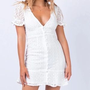 Princess Polly- Sonny Mini Dress White